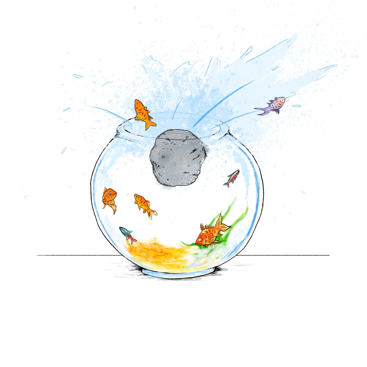 Fish bowl illustration 2