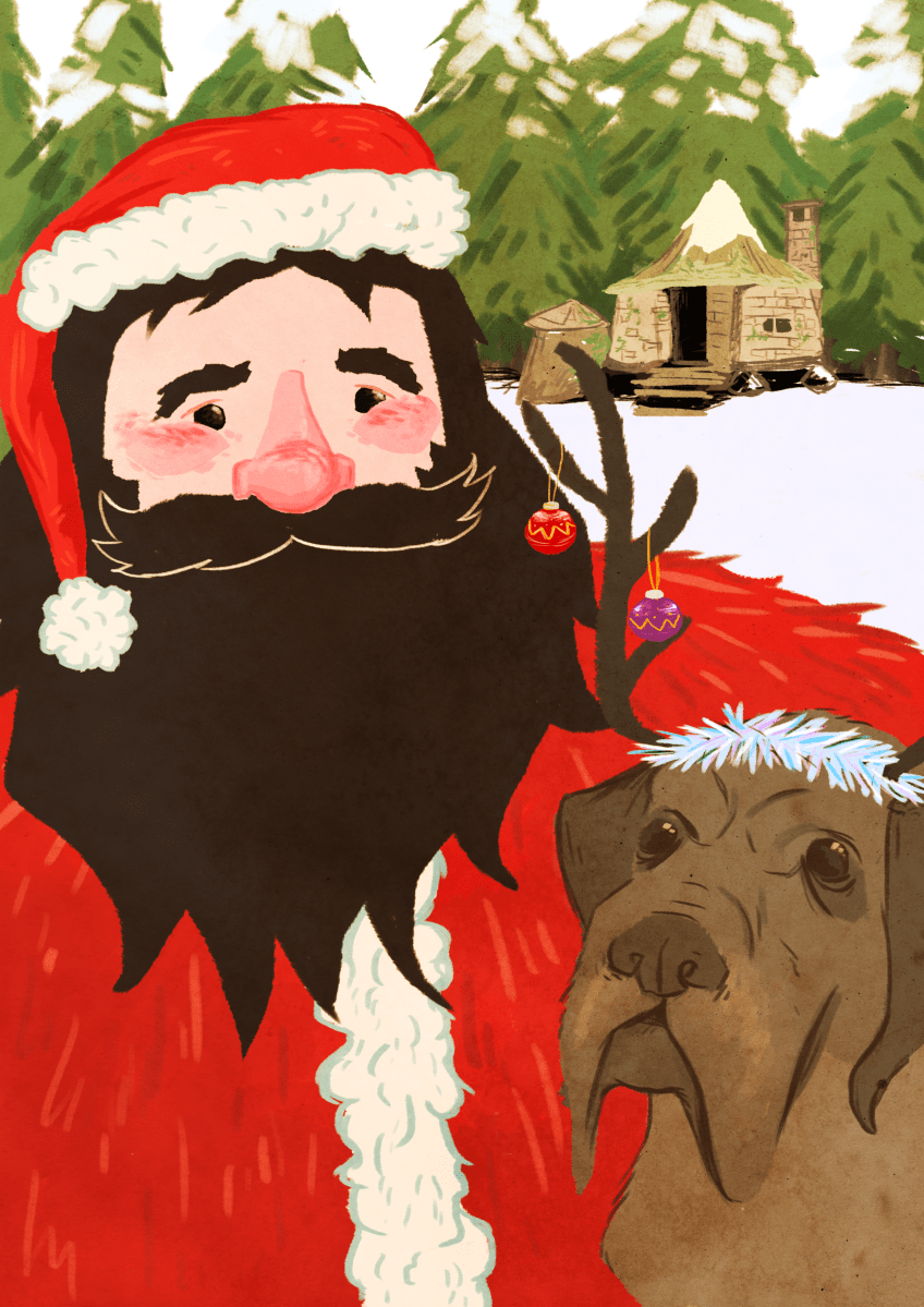 Hagrid Christmas Card by Sarah Cochrane