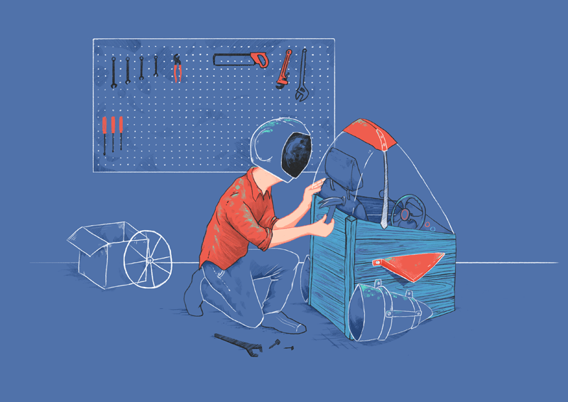 spacee build illustration rocket sarah cochrane