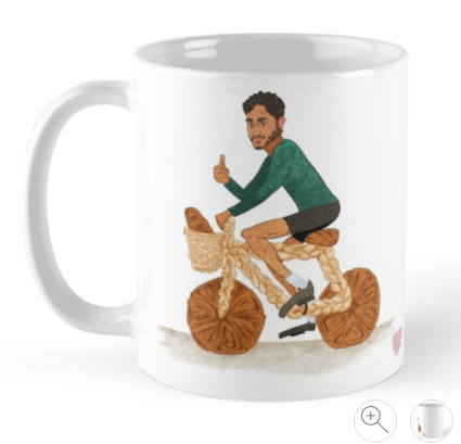 Tamal Great British Bake Off illustration by Sarah Cochrane on a mug